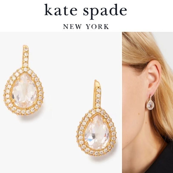 kate spade Jewelry - Kate Spade Brilliant Statements Pavé Halo Drop Earrings in Gold NWT 78$